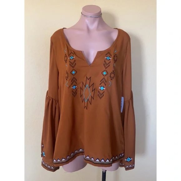 NWT Outback Trading Company Tess Blouse Aztec Top | Women's Size L - Picture 5 of 6